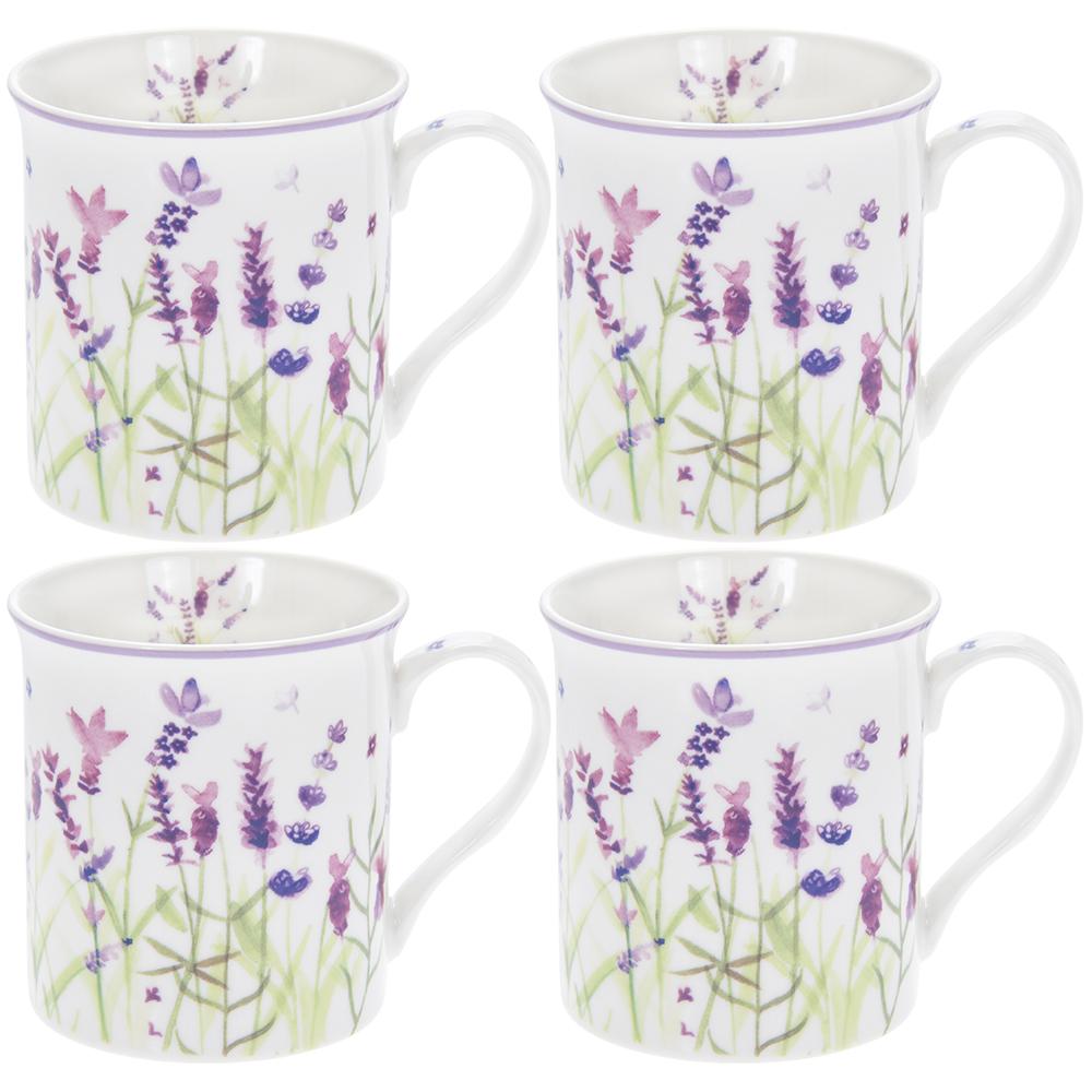 Fine China Set of 4 Mugs - Lavender